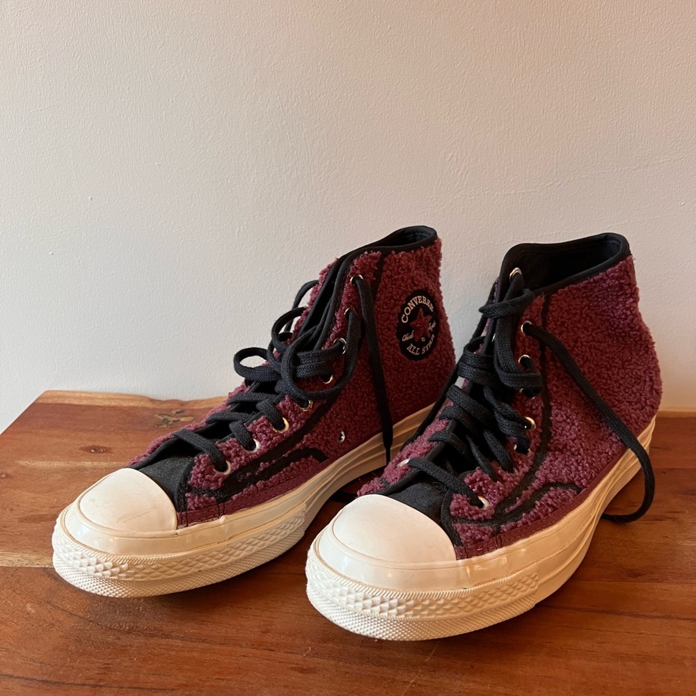 Converse Chuck Taylor 70 High Sherpa Shadowberry Maroon Hightop Sneakers…